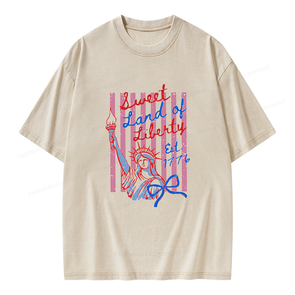 Pagewings Sweet Land of Liberty Unisex Washed T-shirt