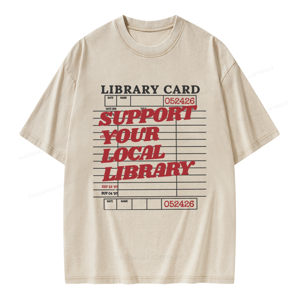 Pagewings Support your Local Library Unisex Washed T-shirt