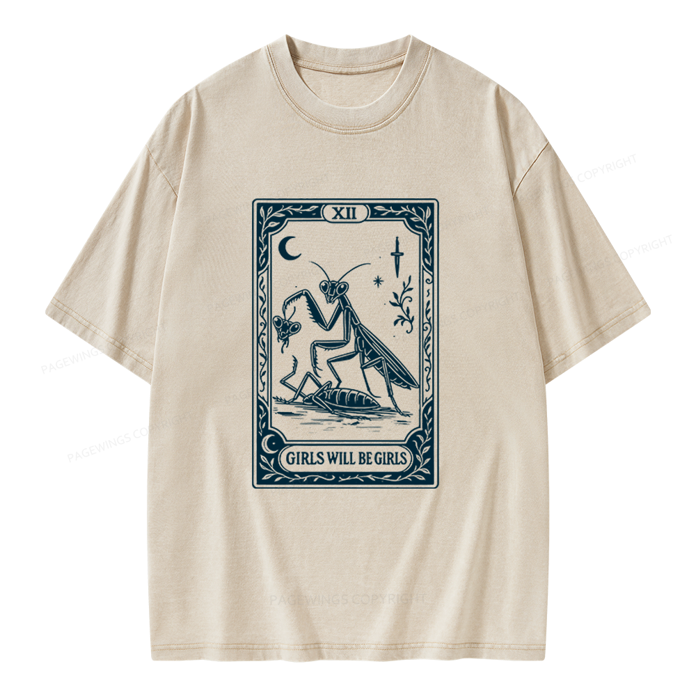 Pagewings Girls Will Be Girls Unisex Washed T-shirt