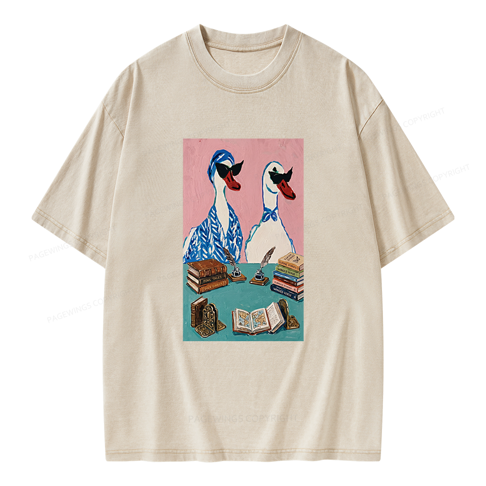 Pagewings Duck Book Club Unisex Washed T-shirt