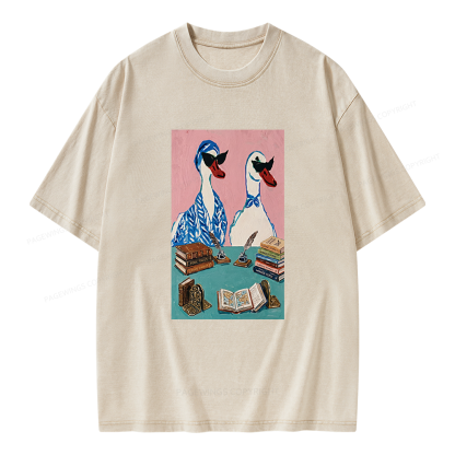 Pagewings Duck Book Club Unisex Washed T-shirt