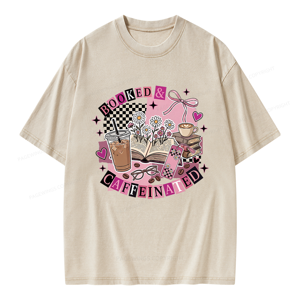 Pagewings Bookish Coffee Lover Unisex Washed T-shirt