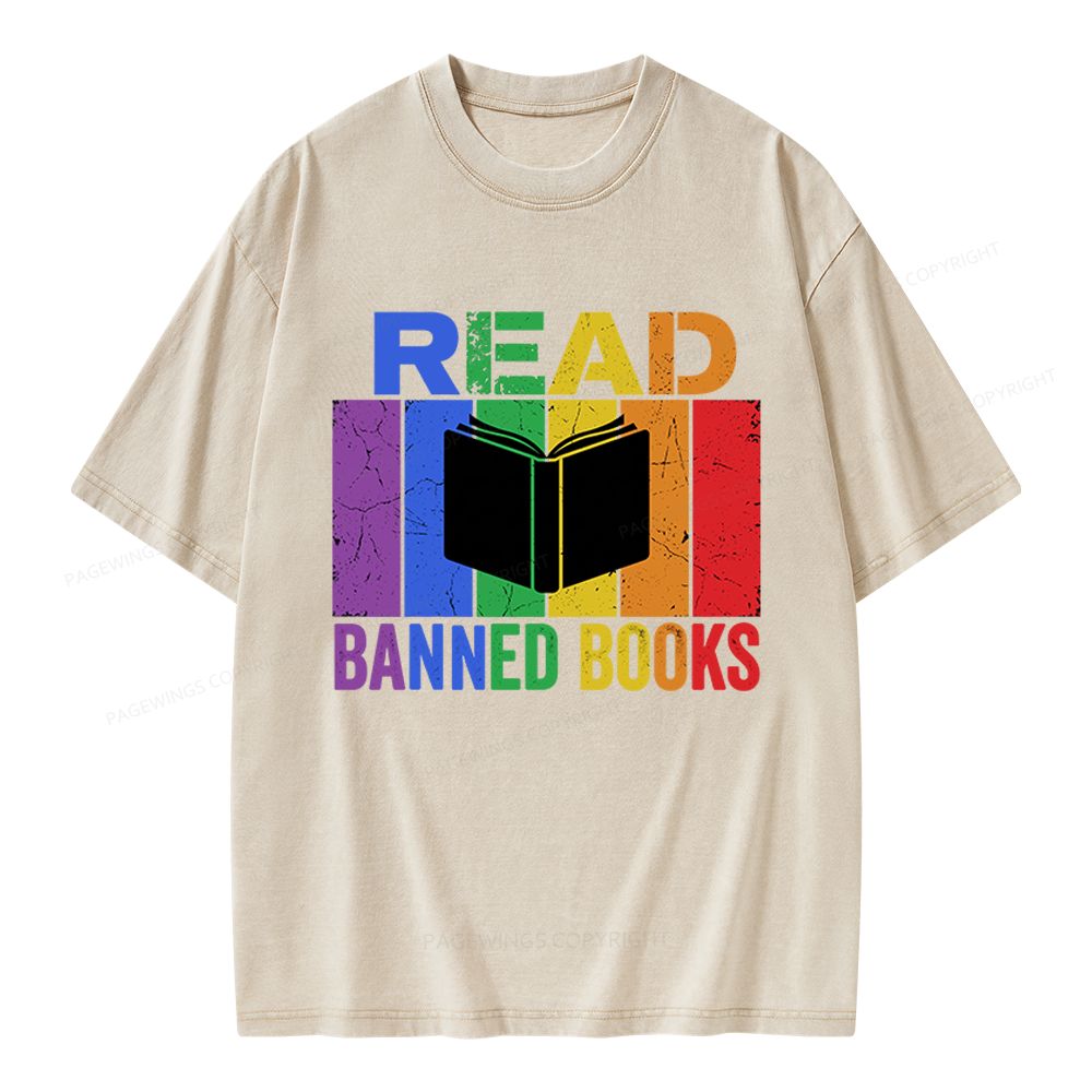 Pagewings Read Banned Books Unisex Washed T-shirt
