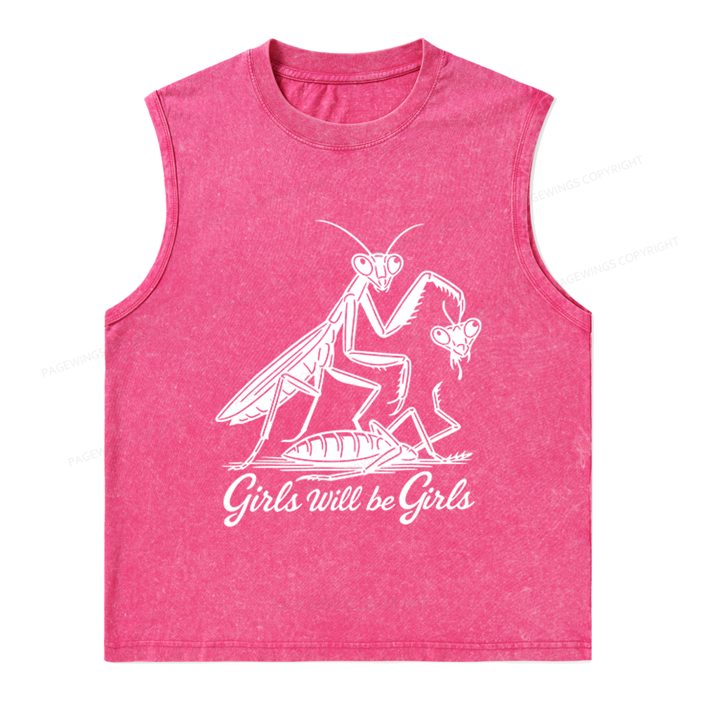 Pagewings Girls Will Be Girls Unisex Washed Tank Top