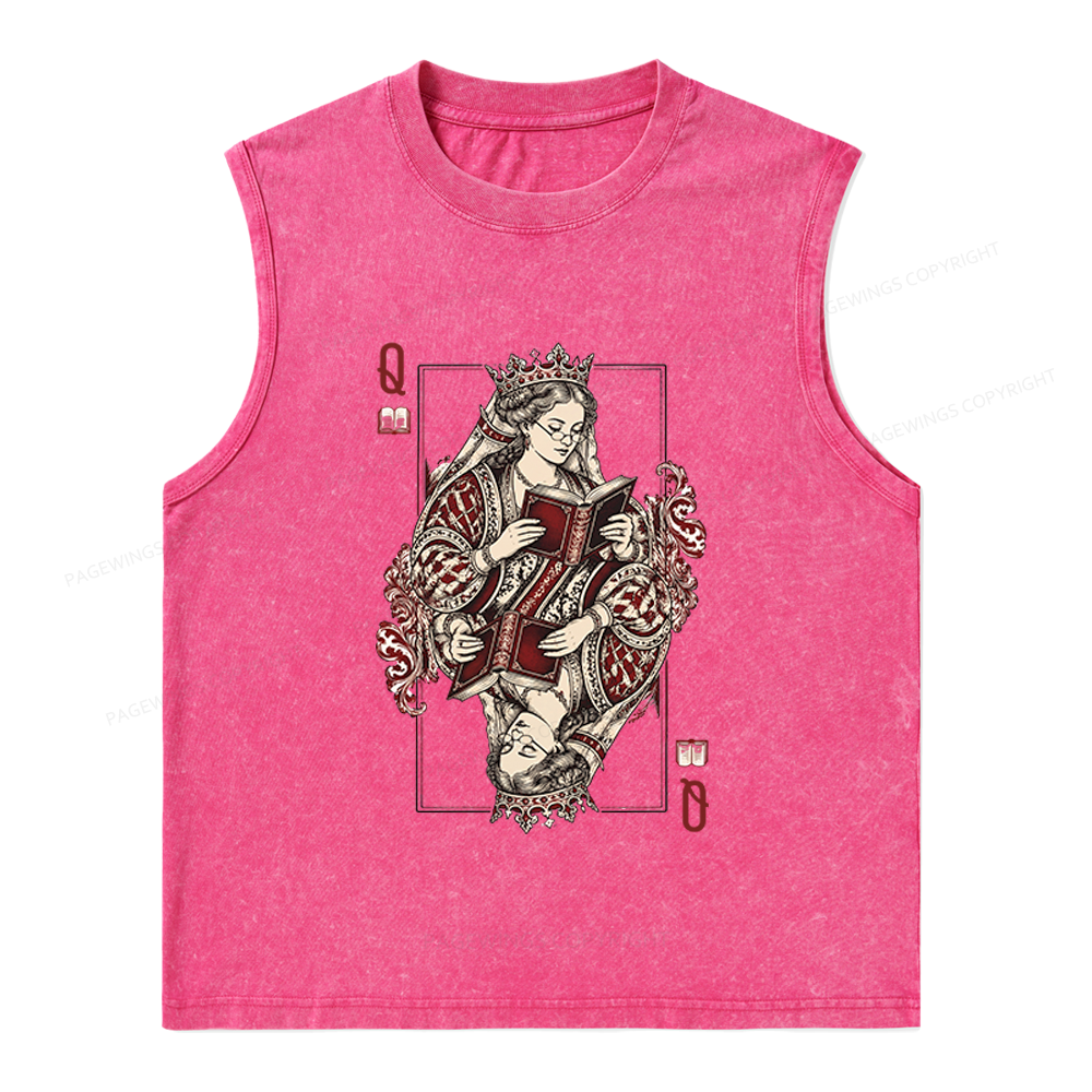Pagewings Queen of Books Unisex Washed Tank Top