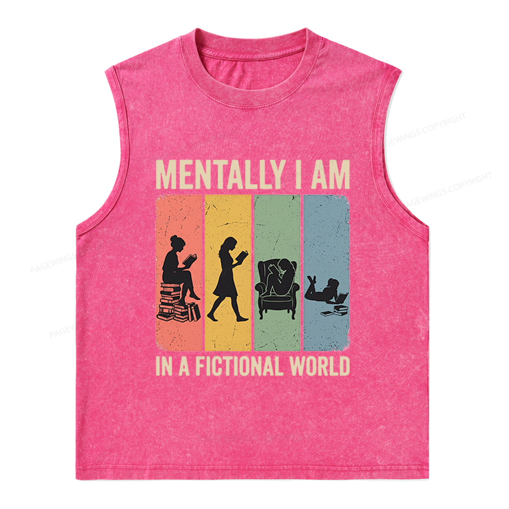 Pagewings Reading In A Fictional World Unisex Washed Tank Top