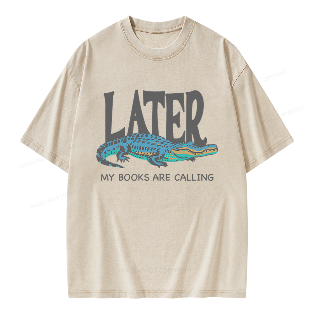 Pagewings My Books Are Calling Unisex Washed T-shirt