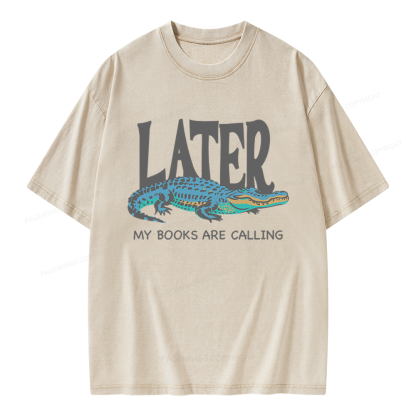 Pagewings My Books Are Calling Unisex Washed T-shirt