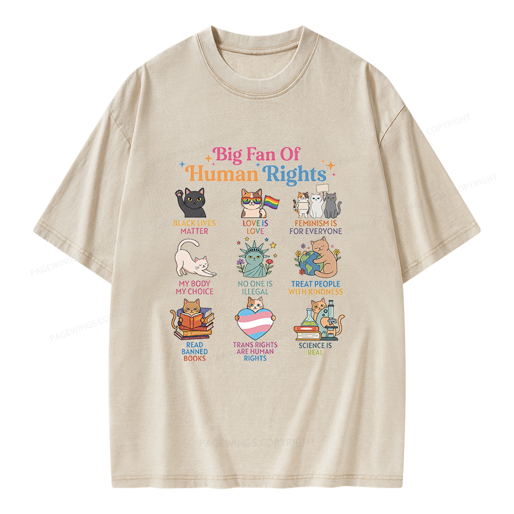Pagewings Big Fan Of Human Rights Unisex Washed T-shirt