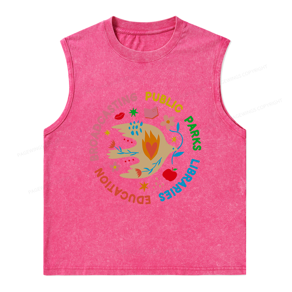 Pagewings Public Parks Libraries Unisex Washed Tank Top