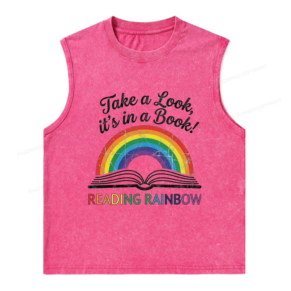 Pagewings Take A Look It's In A Book Unisex Washed Tank Top