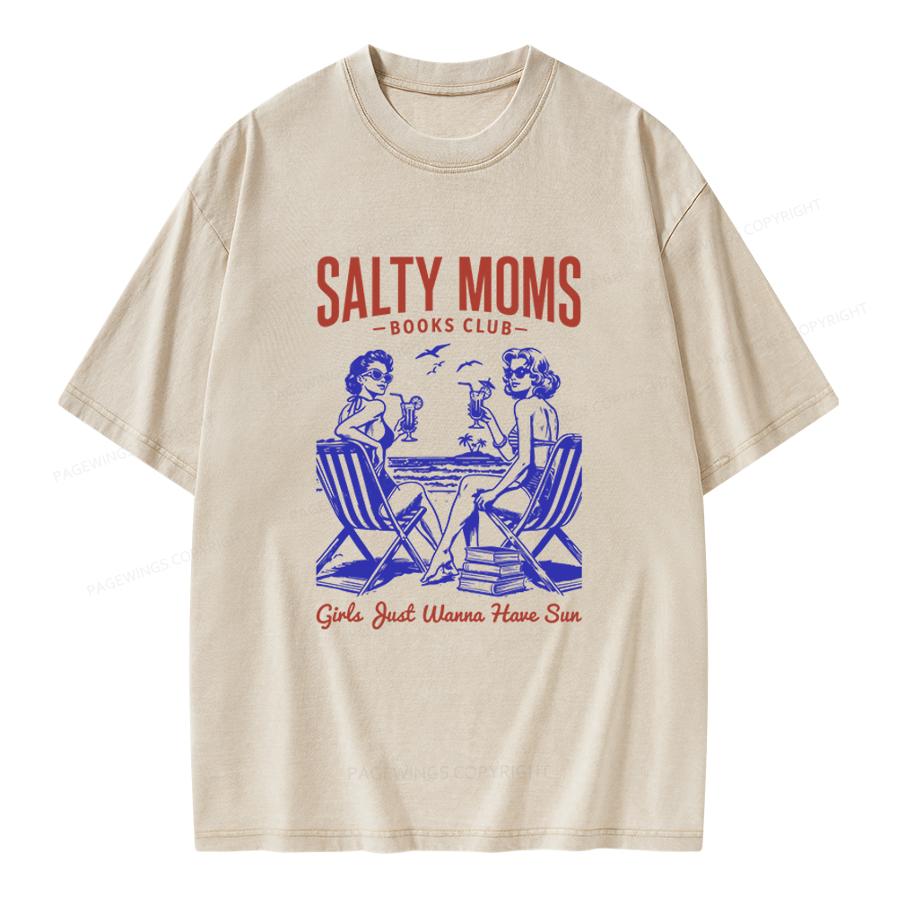 Pagewings Salty Moms Books Club Unisex Washed T-shirt