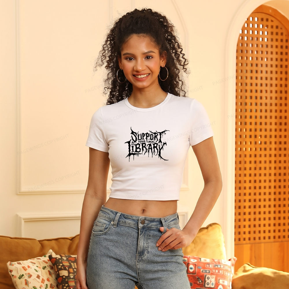 Pagewings Support Your Local Library Women's Baby Tee