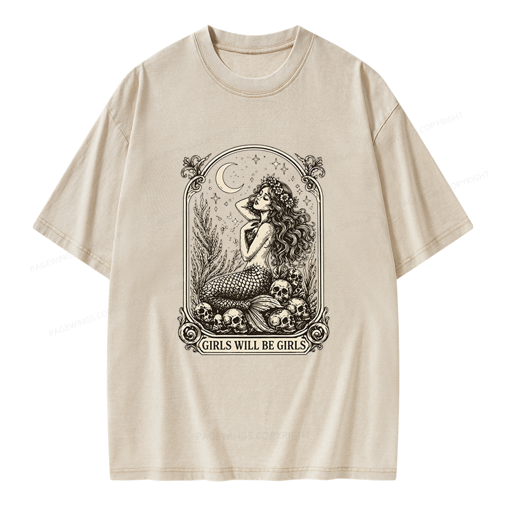 Pagewings Girls Will Be Girls Unisex Washed T-shirt