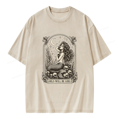Pagewings Girls Will Be Girls Unisex Washed T-shirt