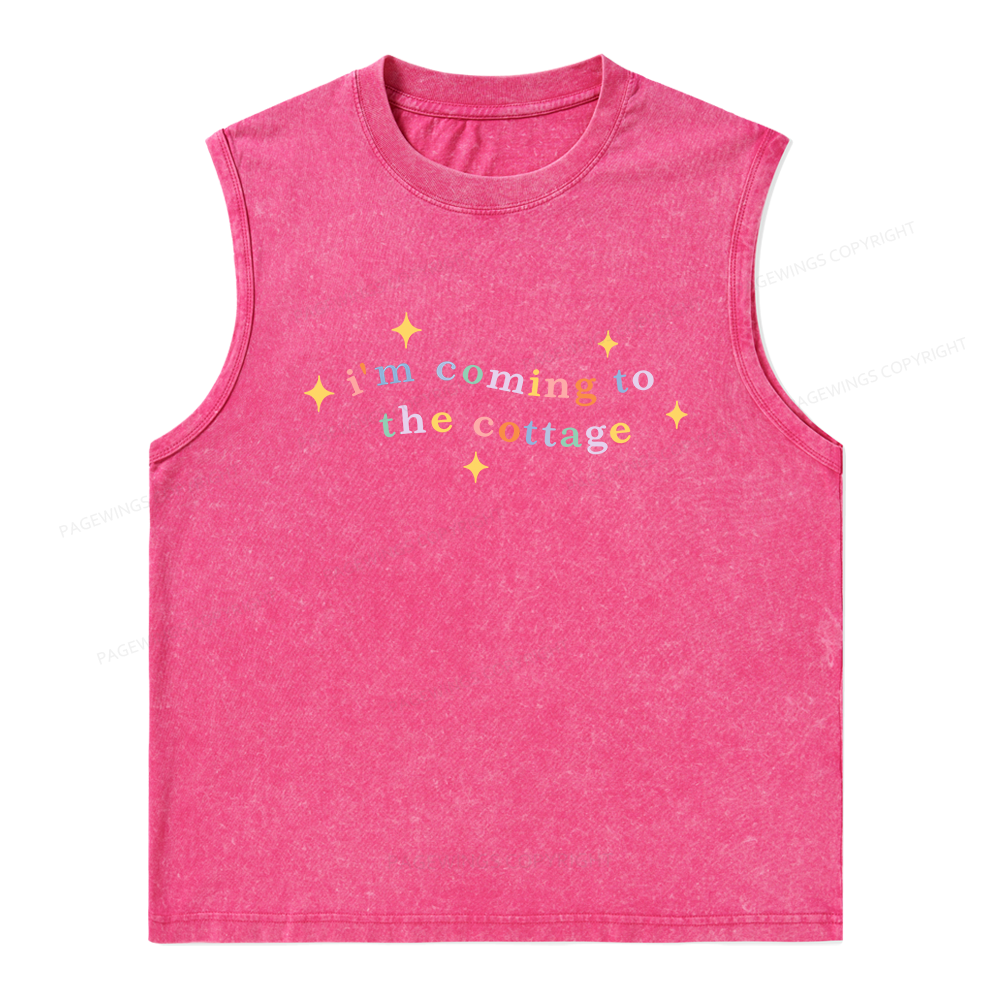 Pagewings I'm Coming To The Cottage Unisex Washed Tank Top
