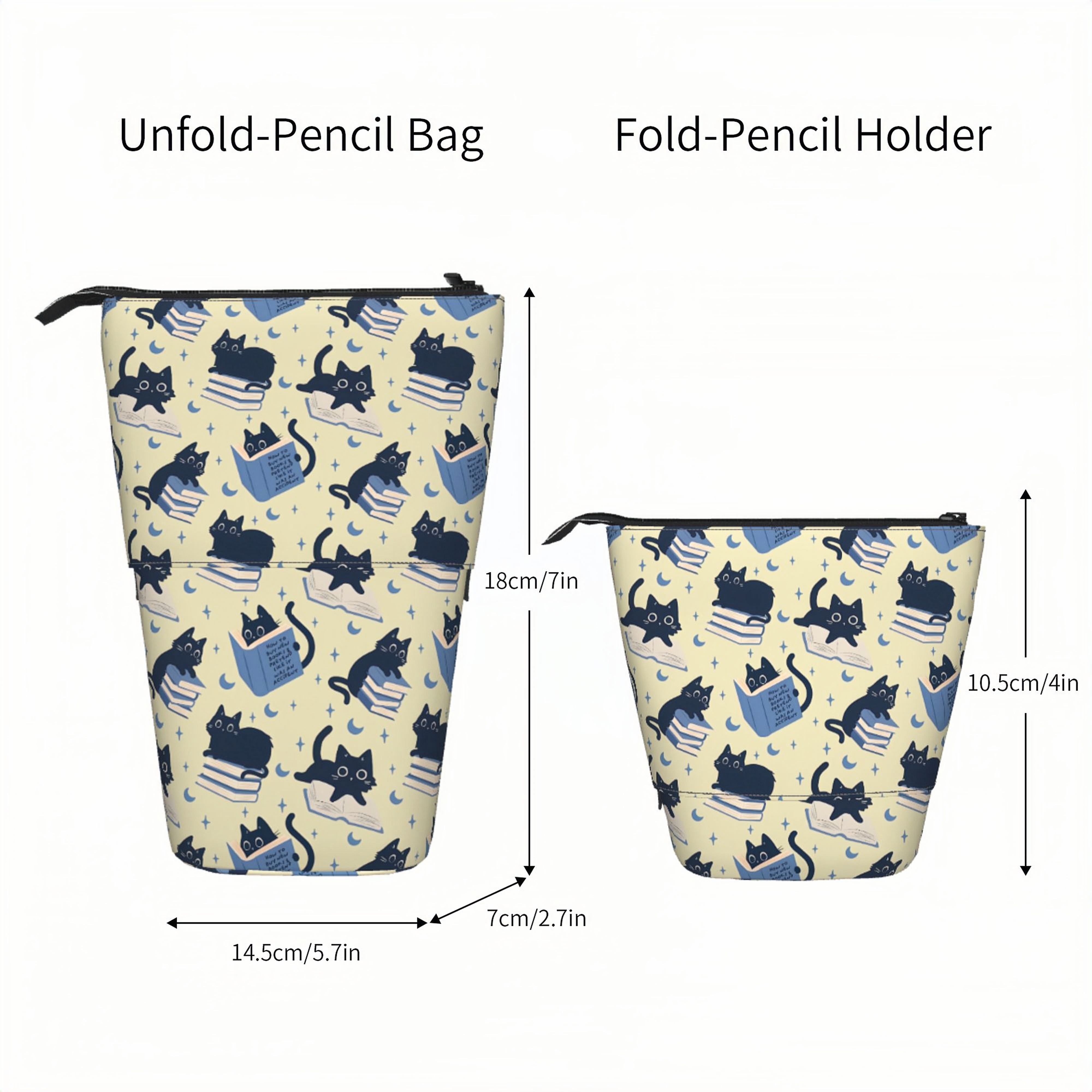 Pagewings Cat Book Nerd Pencil Holder Retractable Pencil Bag