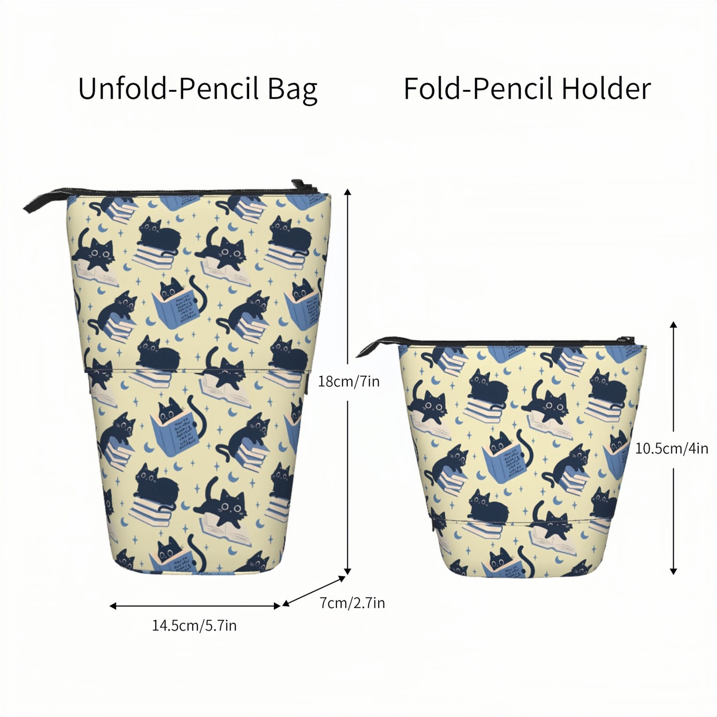 Pagewings Cat Book Nerd Pencil Holder Retractable Pencil Bag