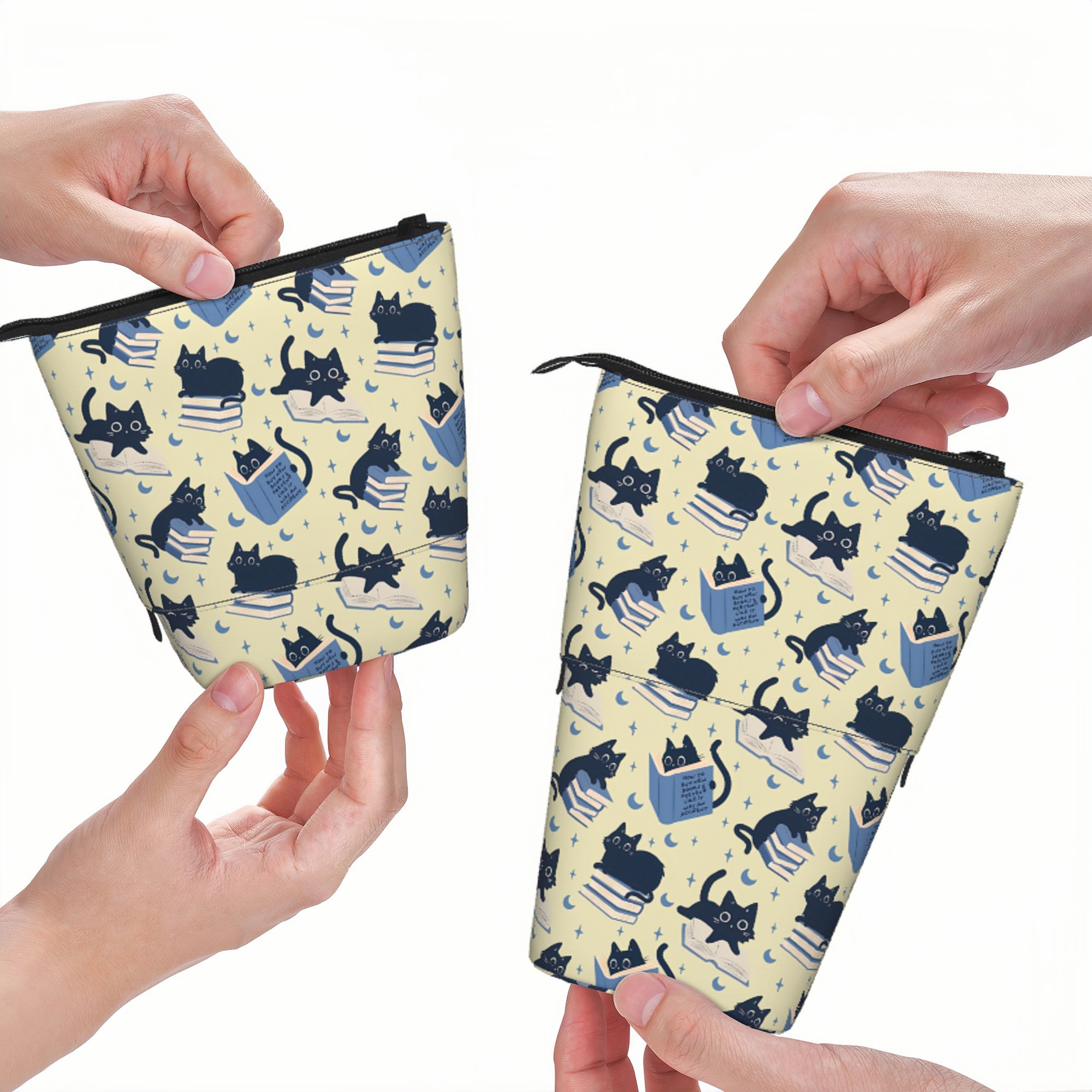 Pagewings Cat Book Nerd Pencil Holder Retractable Pencil Bag