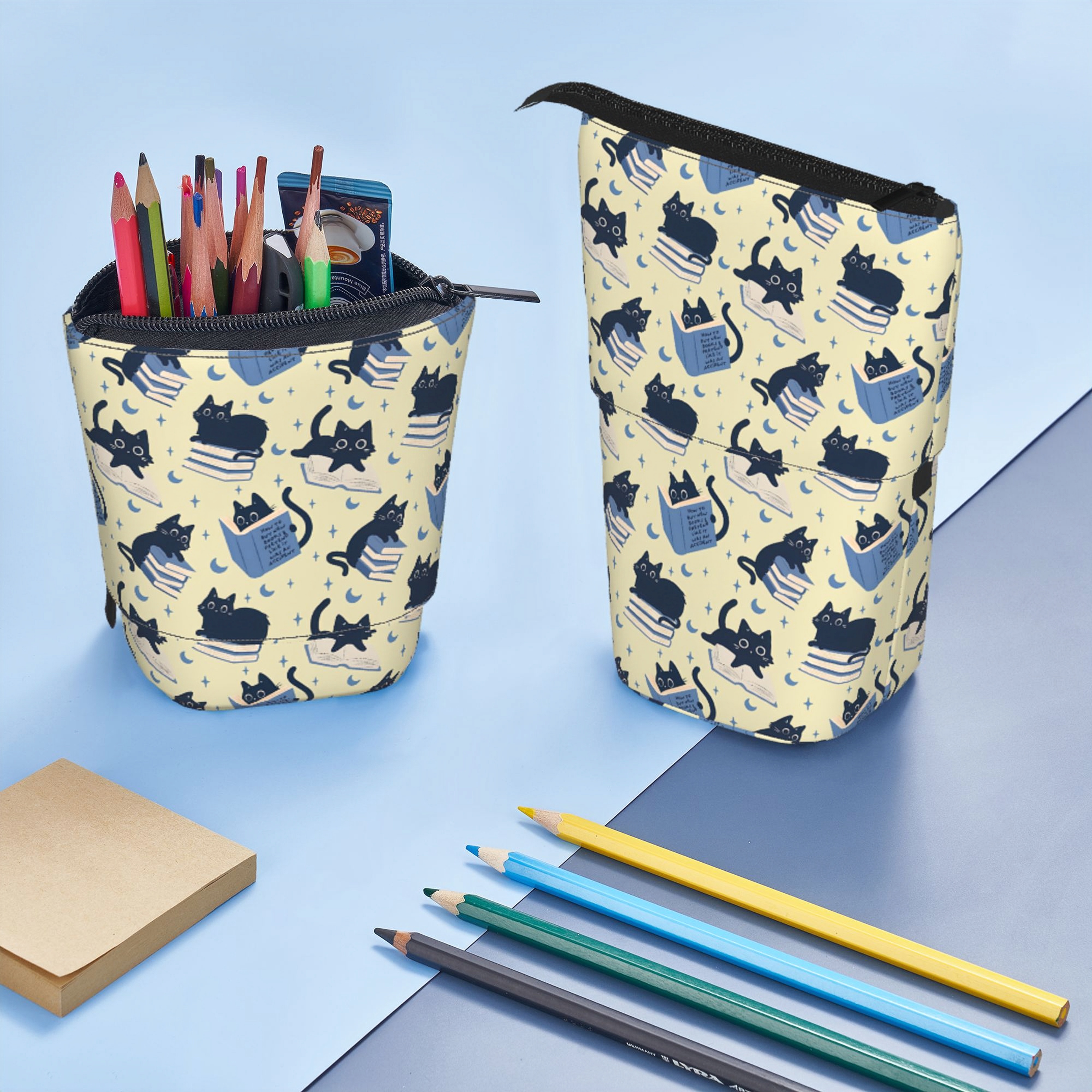 Pagewings Cat Book Nerd Pencil Holder Retractable Pencil Bag
