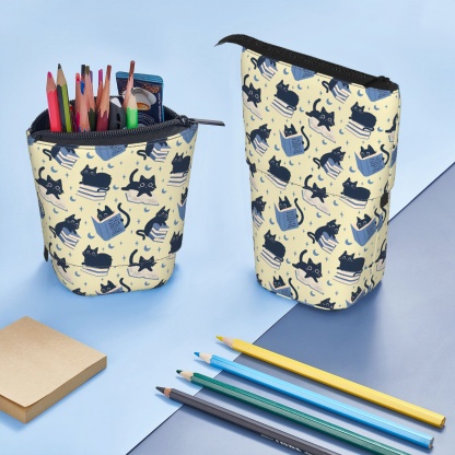 Pagewings Cat Book Nerd Pencil Holder Retractable Pencil Bag