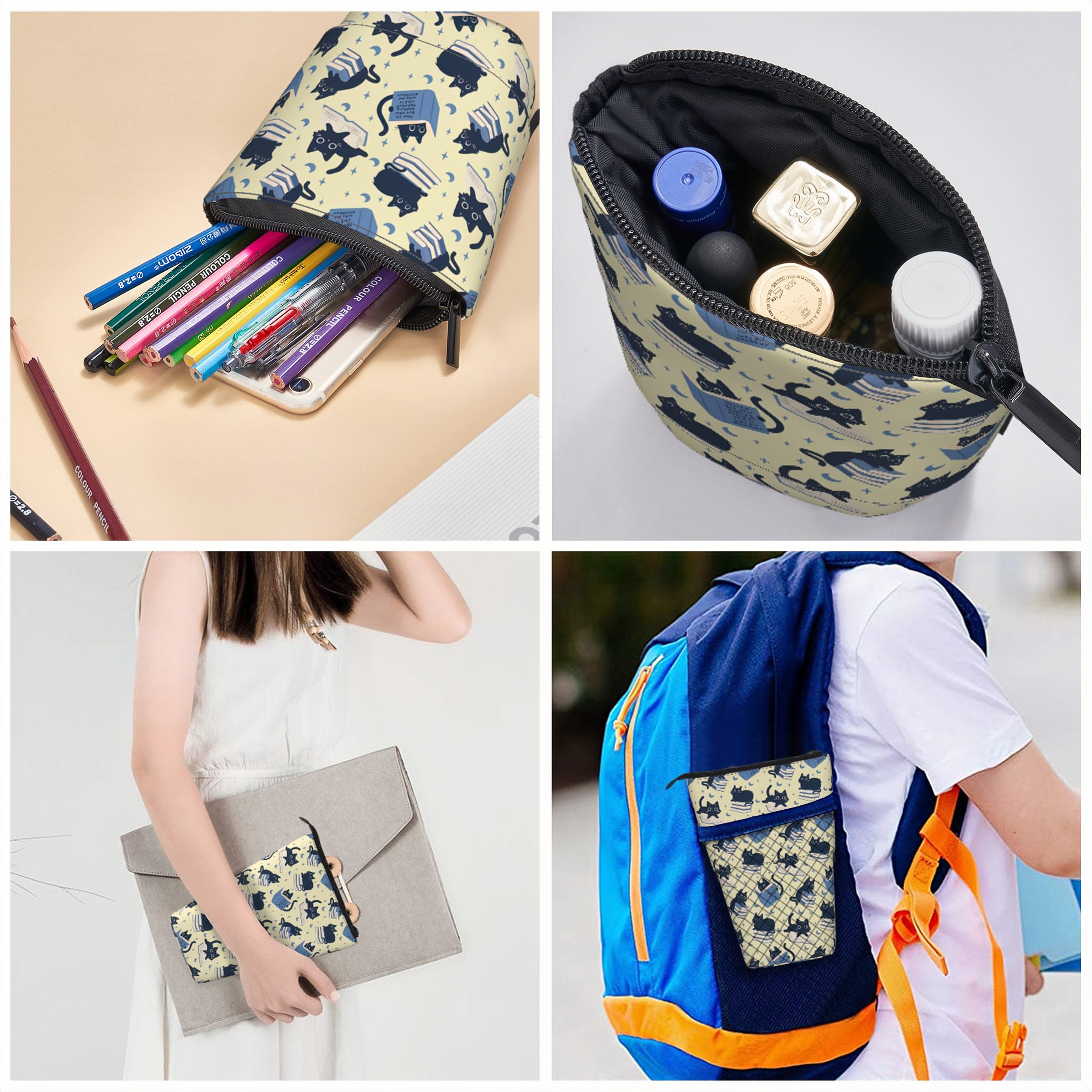Pagewings Cat Book Nerd Pencil Holder Retractable Pencil Bag