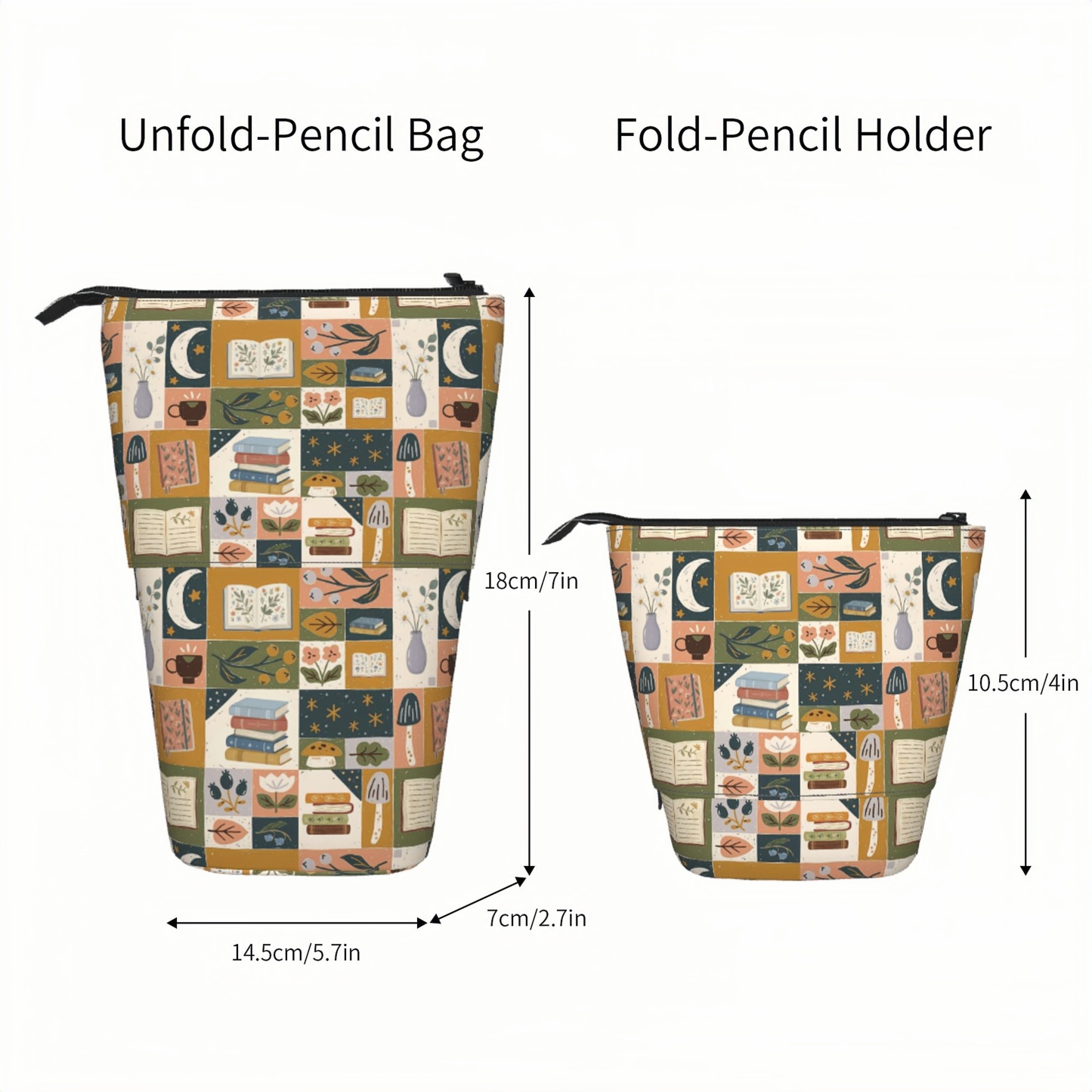 Pagewings Plant Floral Pencil Holder Retractable Pencil Bag