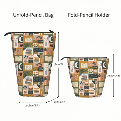 Pagewings Plant Floral Pencil Holder Retractable Pencil Bag