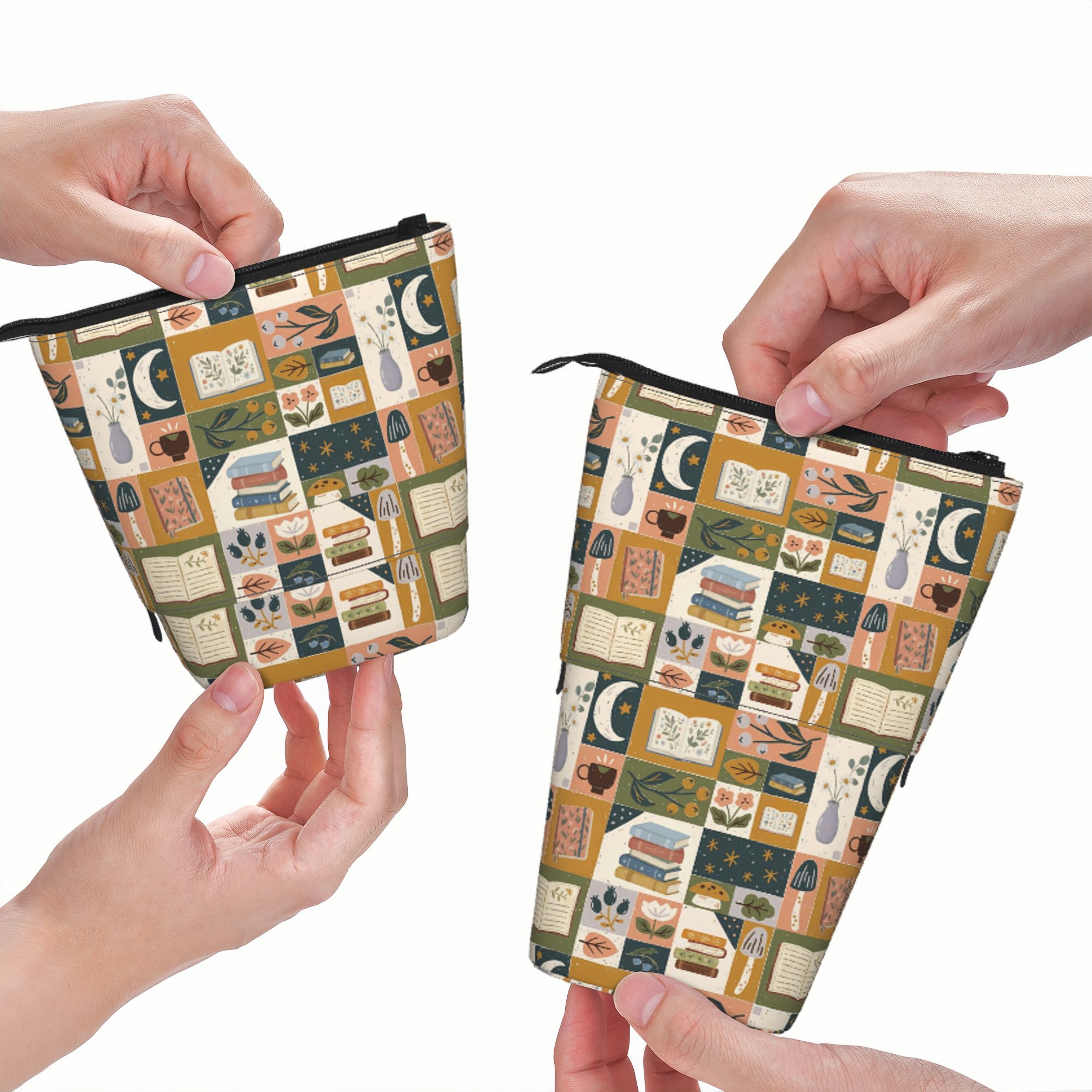 Pagewings Plant Floral Pencil Holder Retractable Pencil Bag