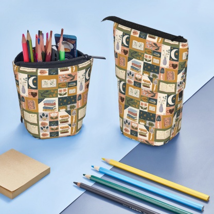 Pagewings Plant Floral Pencil Holder Retractable Pencil Bag