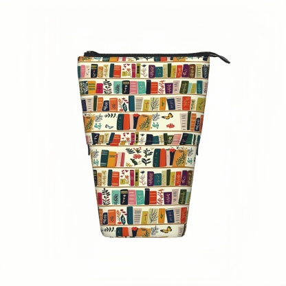 Pagewings Bookish Floral Pencil Holder Retractable Pencil Bag