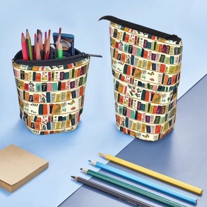 Pagewings Bookish Floral Pencil Holder Retractable Pencil Bag