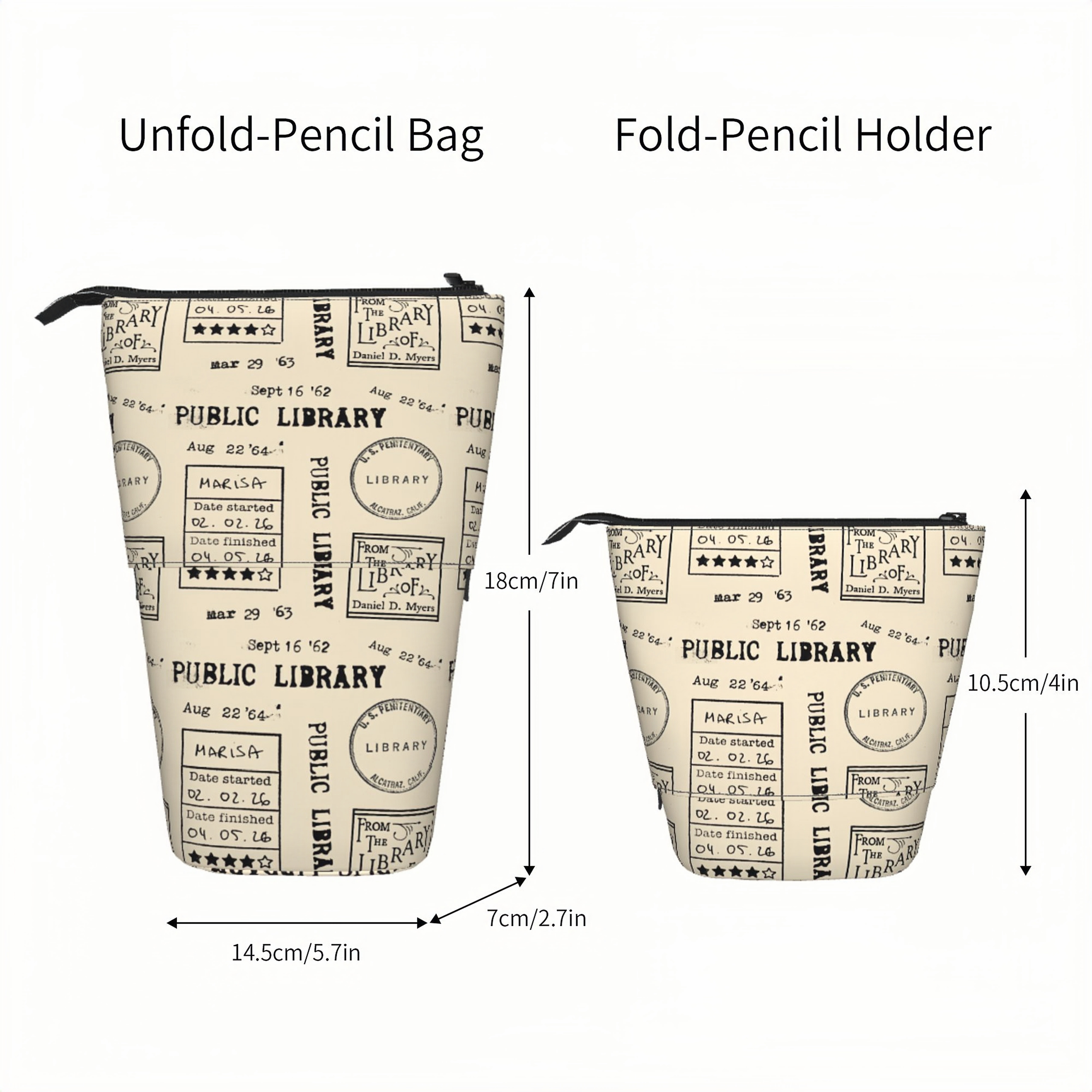 Pagewings Public Library Pencil Holder Retractable Pencil Bag