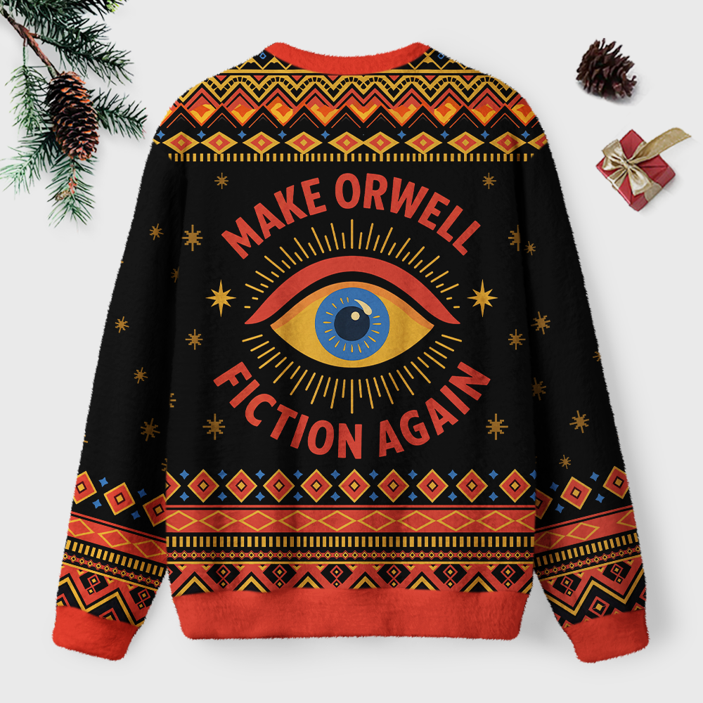 Pagewings Make Orwell Fiction Again Unisex Ugly Light Knit Sweatshirt