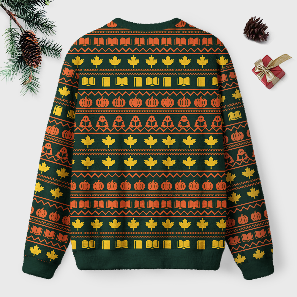 Pagewings Halloween Bookish Unisex Ugly Light Knit Sweatshirt