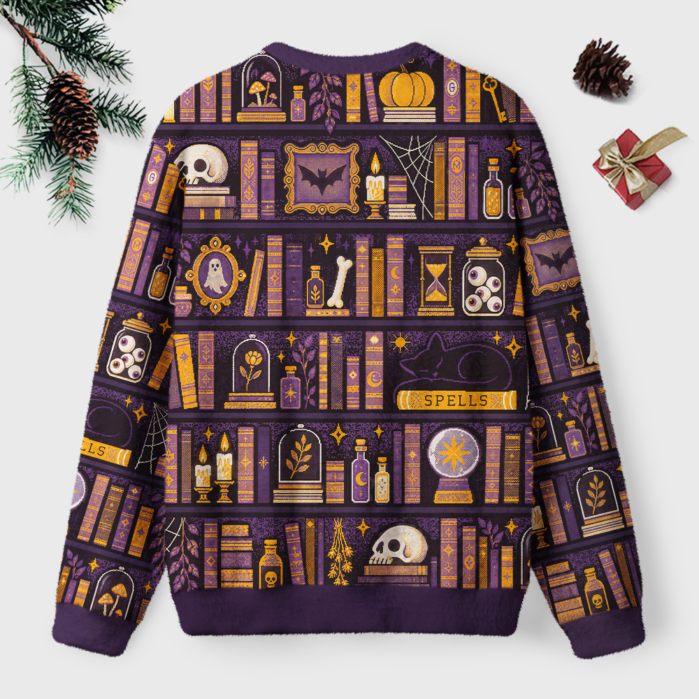 Pagewings Halloween Bookish Unisex Ugly Light Knit Sweatshirt