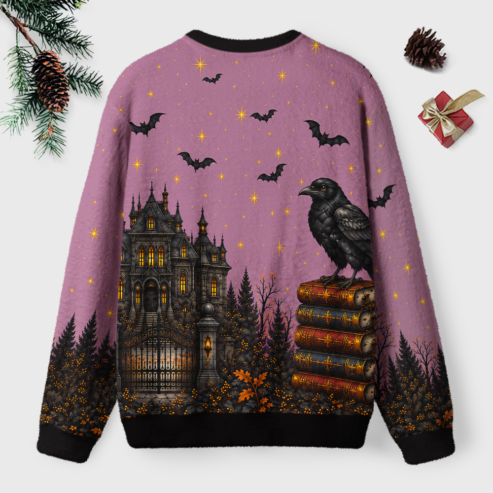 Pagewings Reading Crow Unisex Ugly Light Knit Sweatshirt