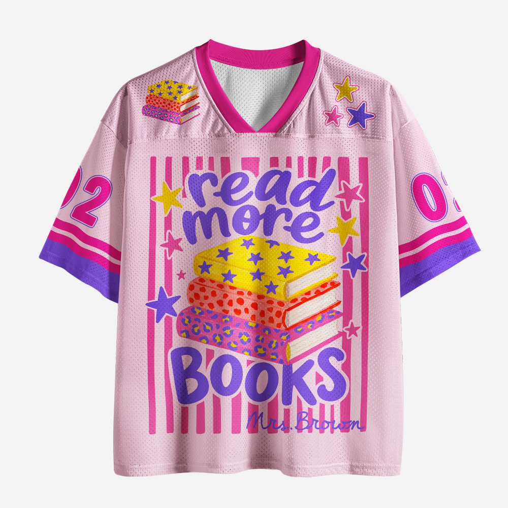 Pagewings Personalized Read More Books Unisex Mesh Jersey