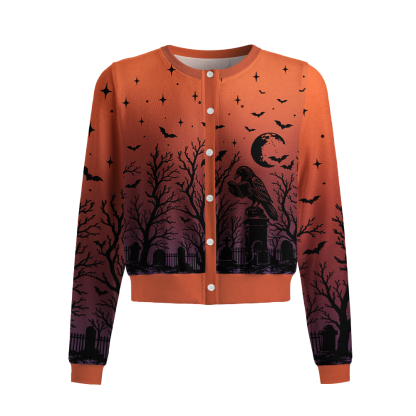 Pagewings Halloween Bookish Crew Neck Cardigan Sweaters