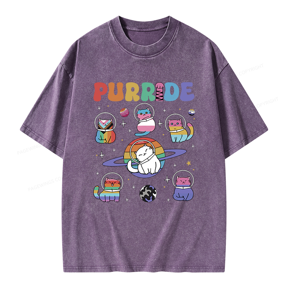 Pagewings Rainbow Cats Unisex Washed T-shirt