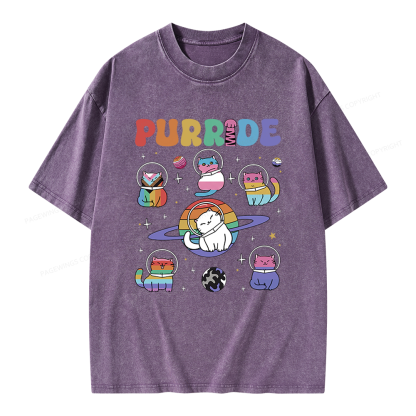 Pagewings Rainbow Cats Unisex Washed T-shirt