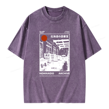 Pagewings Japanese Library Unisex Washed T-shirt