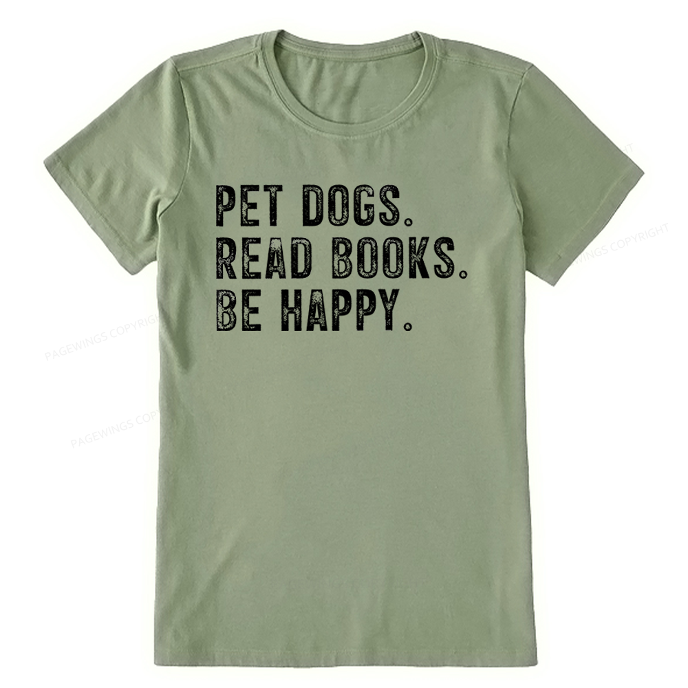 Pagewings Pet Dogs Read Books Be Happy Unisex Classic T-shirt
