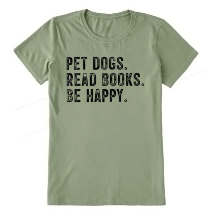 Pagewings Pet Dogs Read Books Be Happy Unisex Classic T-shirt