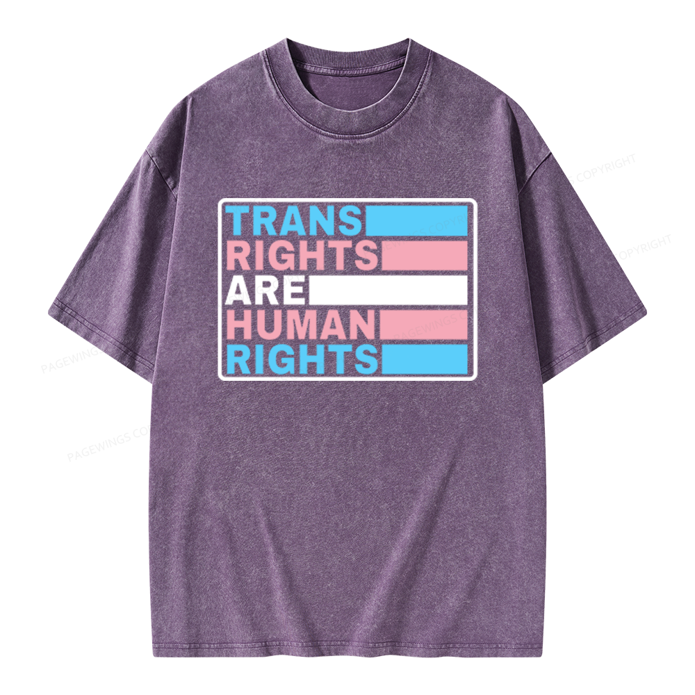 Pagewings Trans Rights Are Human Rights Unisex Washed T-shirt