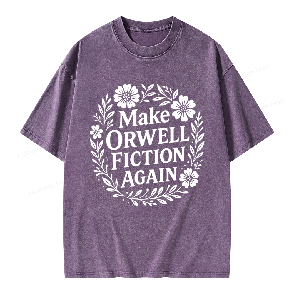 Pagewings Make Orwell Fiction Again Unisex Washed T-shirt