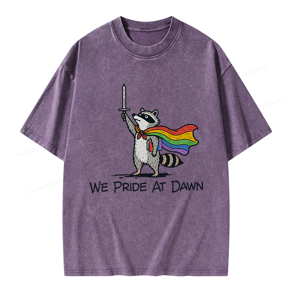 Pagewings We Pride At Dawn Unisex Washed T-shirt