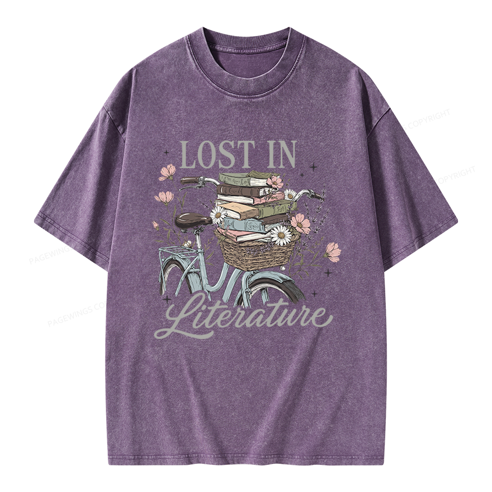 Pagewings Lost In Literature Unisex Washed T-shirt