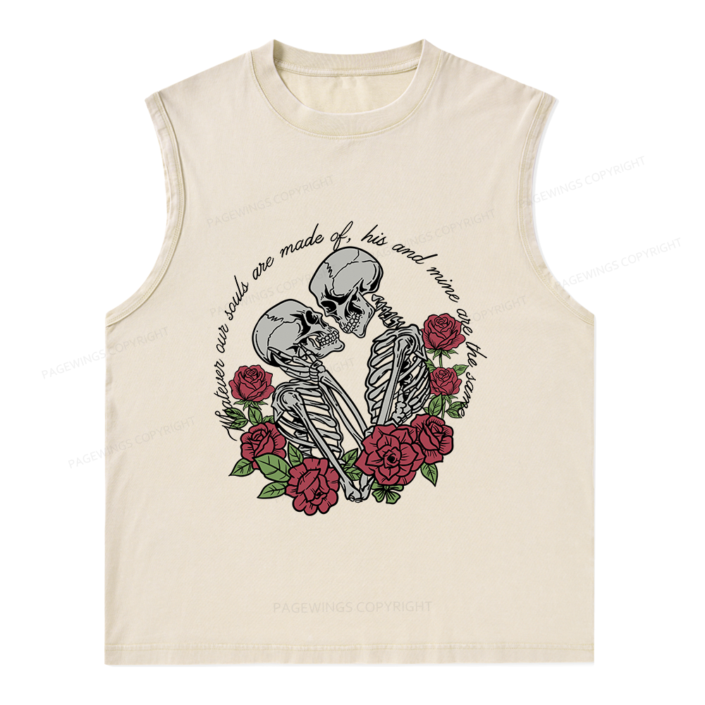 Pagewings Gothic Romance Skeleton Lovers Unisex Washed Tank Top