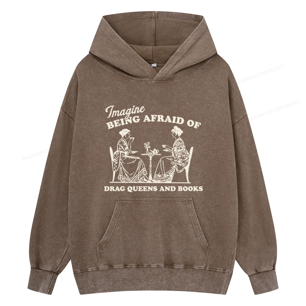Pagewings Drag Queens Unisex Washed Hoodie